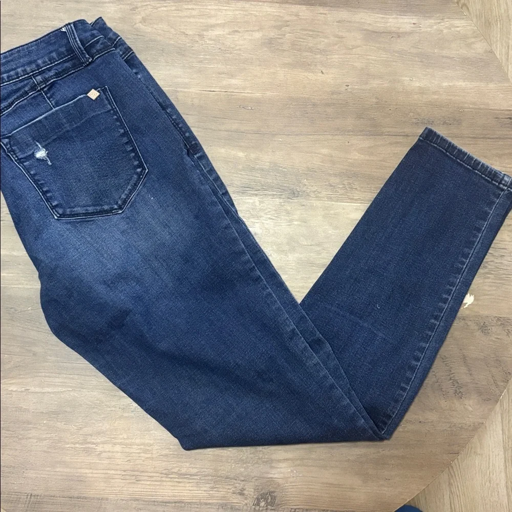 Bebe Women's Distressed Dark Blue Skinny Jeans